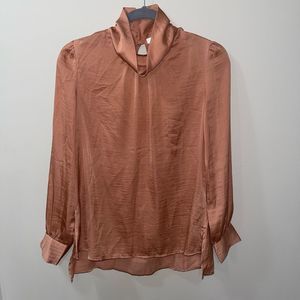 Bronze Orange long sleeved turtleneck blouse